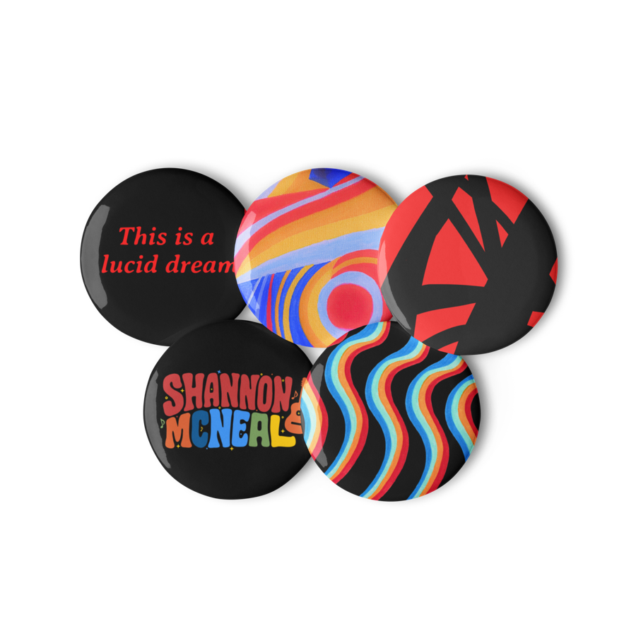 Set of five buttons